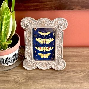 Midnight Sky Moth Postcard Art Vintage Baroque Framed Art Boho Home Decor Goth